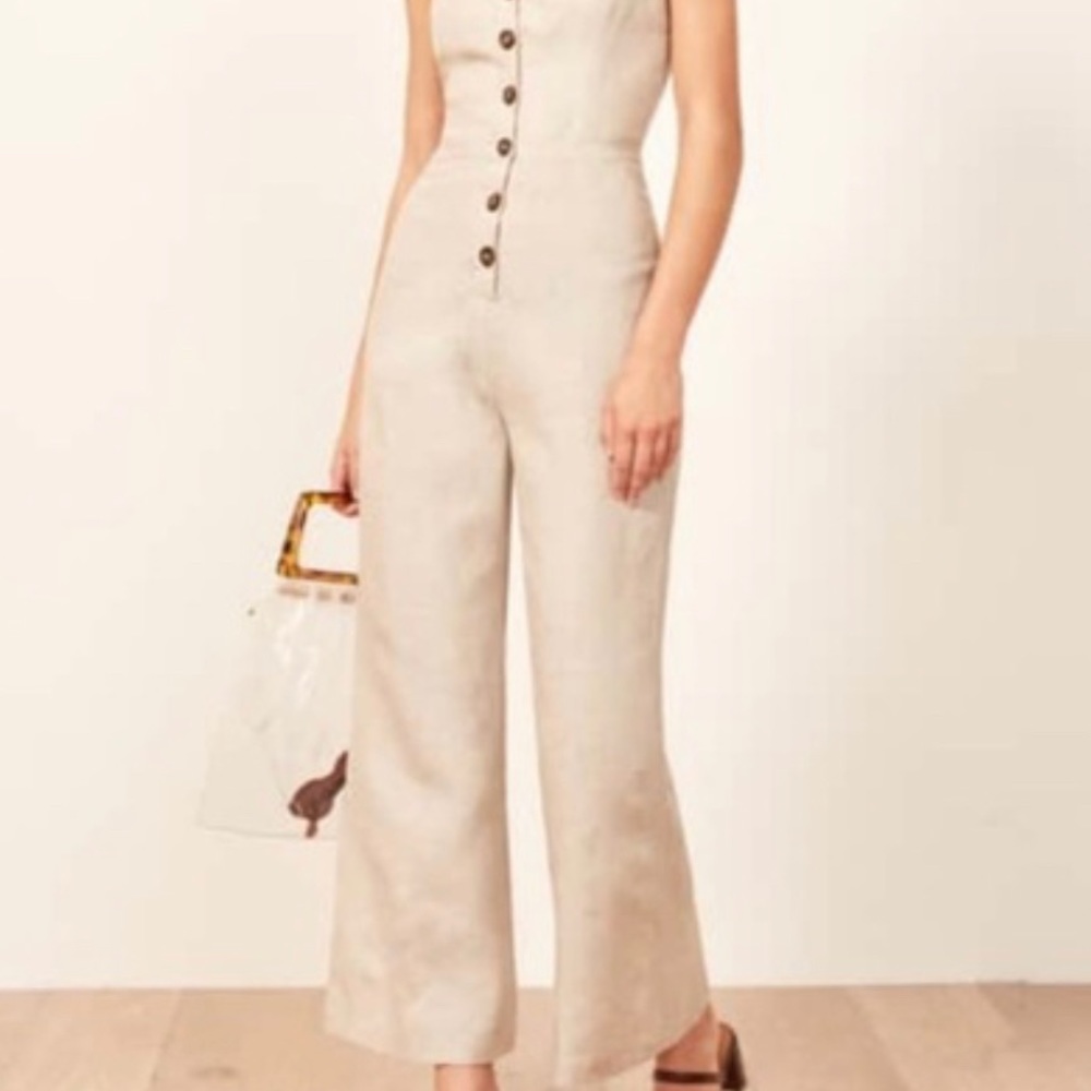 Reformation Torta Jumpsuit in Sand
